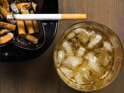 alcoholic drink and cigarette